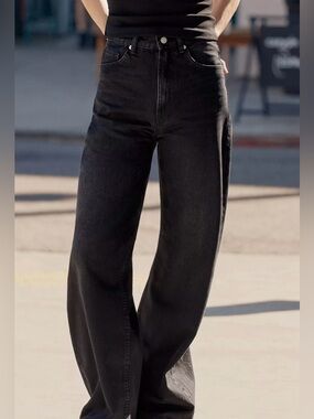 ZARA High-Rise Wide Leg Women’s Jeans in Black Size US 12